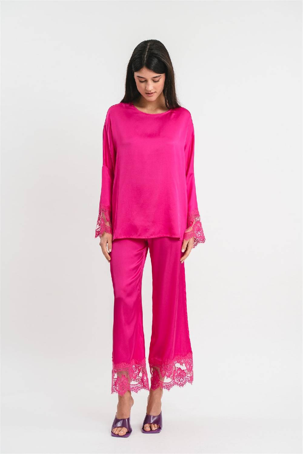 Pink Memories T-shirt Over Con Dettagli In Pizzo