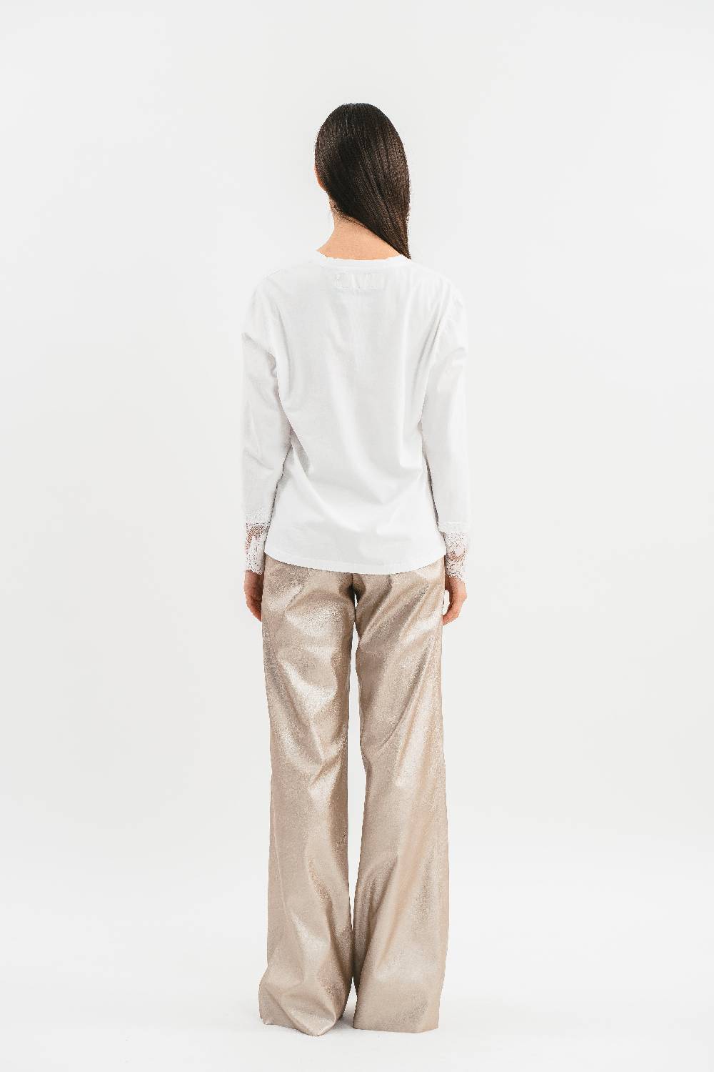 Pink Memories T-shirt Scollo A V Con Pizzo