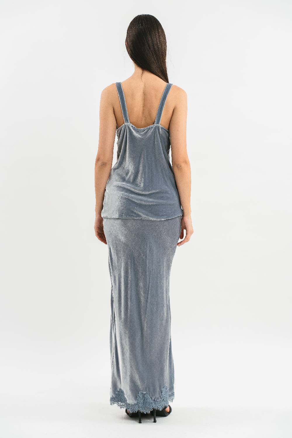 Pink Memories Top In Velluto Con Pizzo