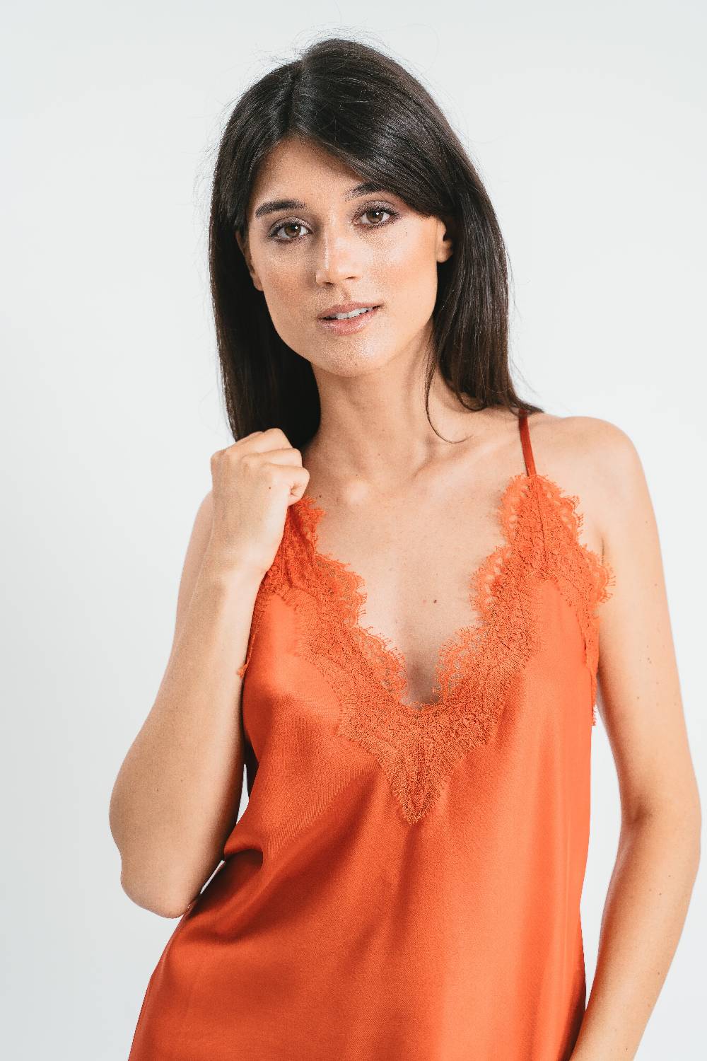 Pink Memories Top Scollo A V Con Dettagli In Pizzo