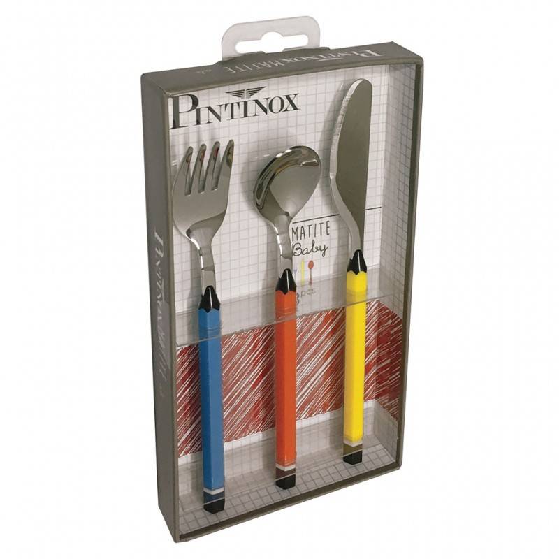 Pintinox Matite Baby » Set Posate Da Bambino In Acciaio E ABS (3 Pezzi)