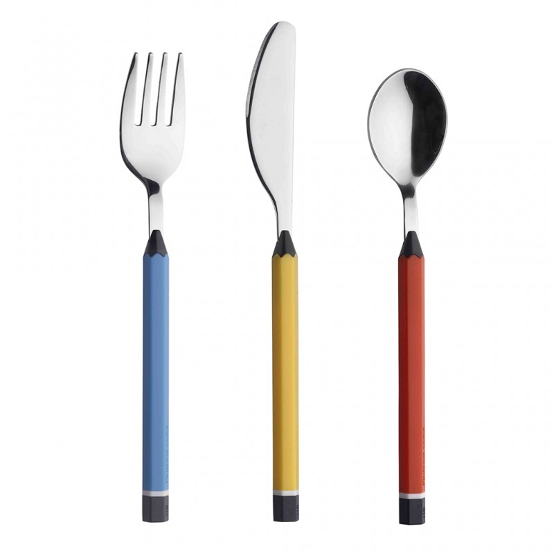 Pintinox Matite Baby » Set posate da bambino in acciaio e ABS (3 pezzi)