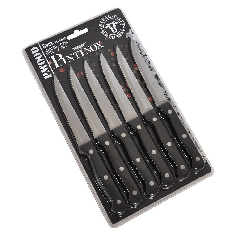 Pintinox P WOOD » 6 Coltelli Da Carne Dimensione Regular