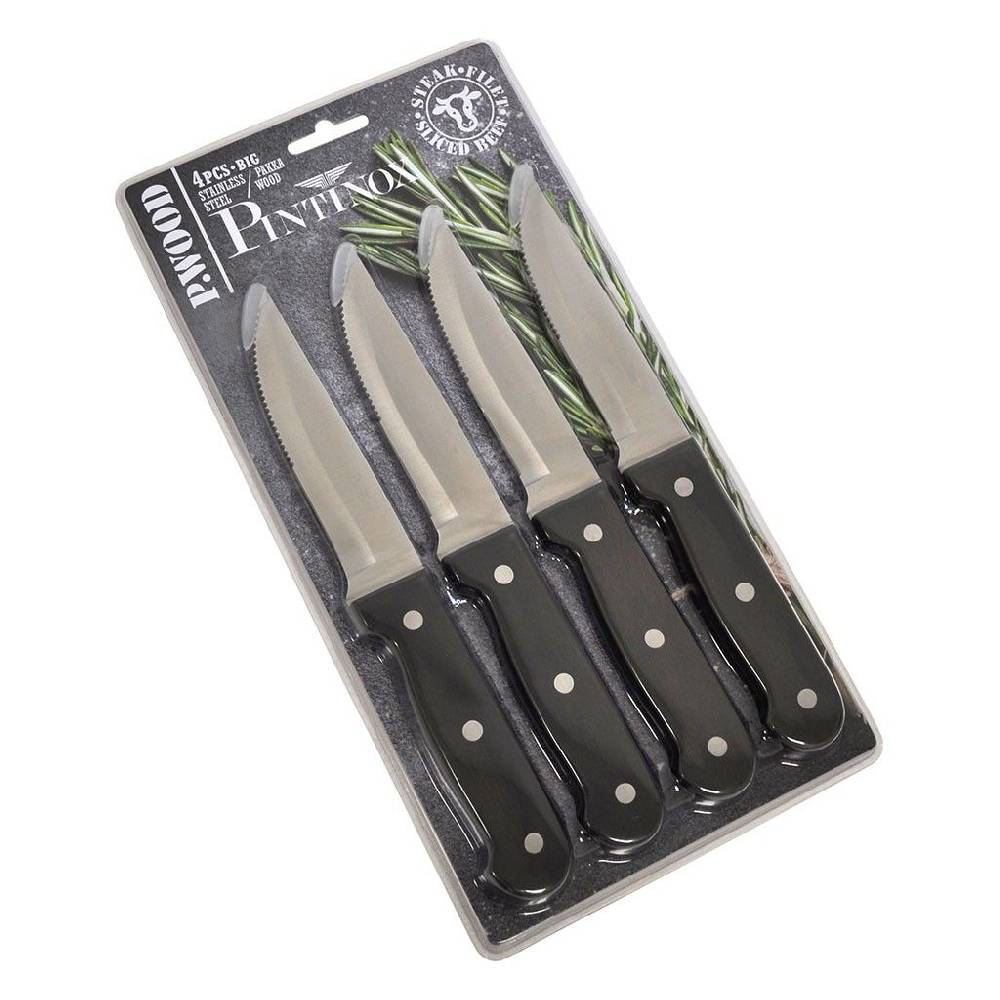 Pintinox P WOOD » 4 Coltelli Da Carne Dimensione Big