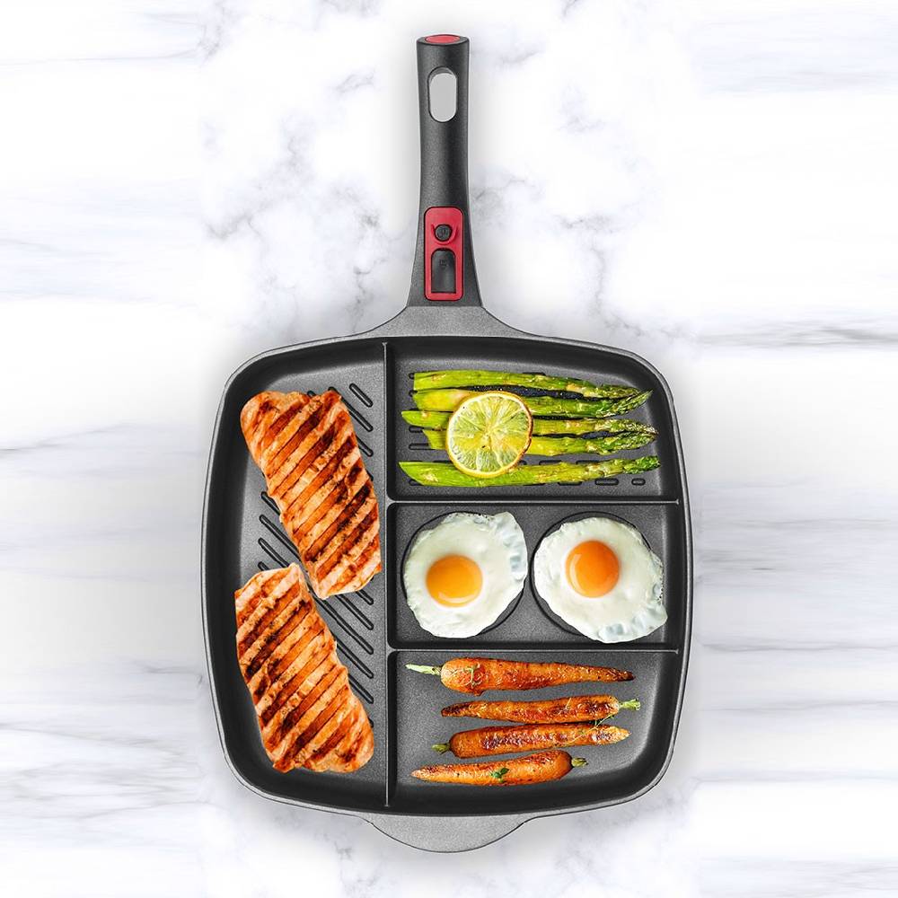 Pintinox PRO » Multipan Con Manico Staccabile 32x32 Cm In Alluminio Con Rivestimento Interno Antiaderente