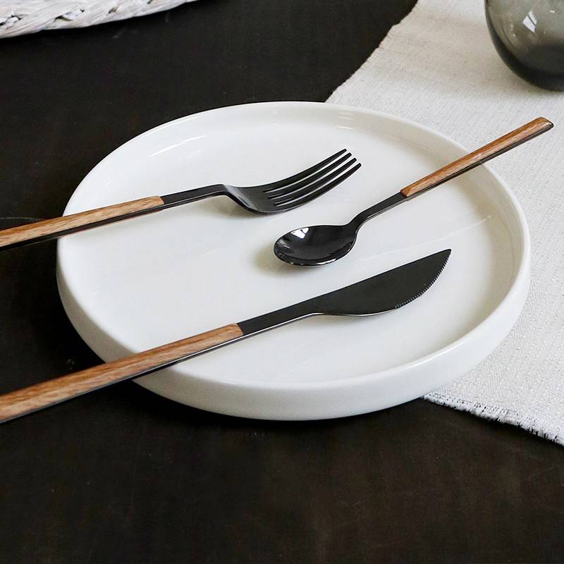Pintinox Sushi Anniversary Black&Teak » Set 24 Posate Da Tavola In Acciaio