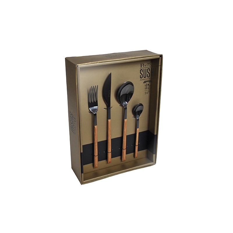 Pintinox Sushi Anniversary Black&Wenge » Set 24 Posate Da Tavola In Acciaio