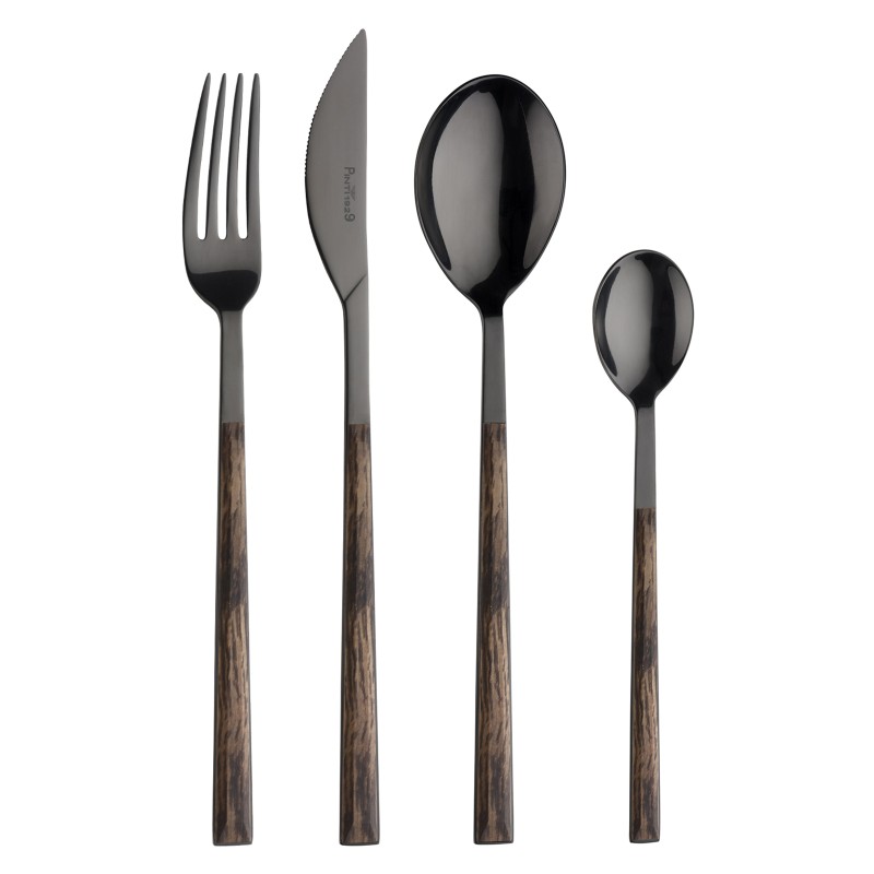 Pintinox Sushi Anniversary Black&Wenge » set 24 posate da tavola in acciaio