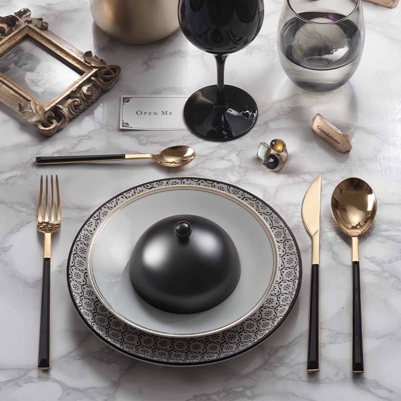 Pintinox Sushi Anniversary Gold&Black » Set 24 Posate Da Tavola In Acciaio