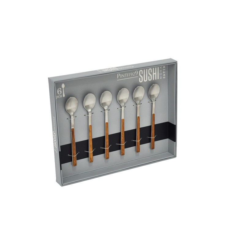 Pintinox Sushi Moka » Cucchiaini Satinato Con Manico Mogano
