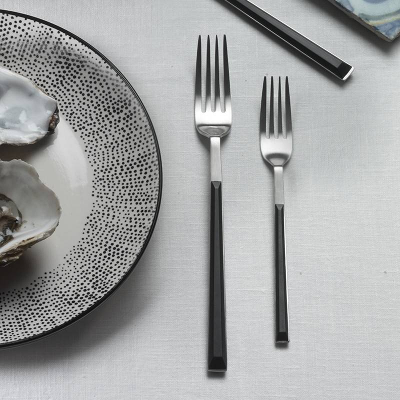 Pintinox Sushi Pro » Set 24 Posate Da Tavola In Acciaio Satinato Con Manico Nero