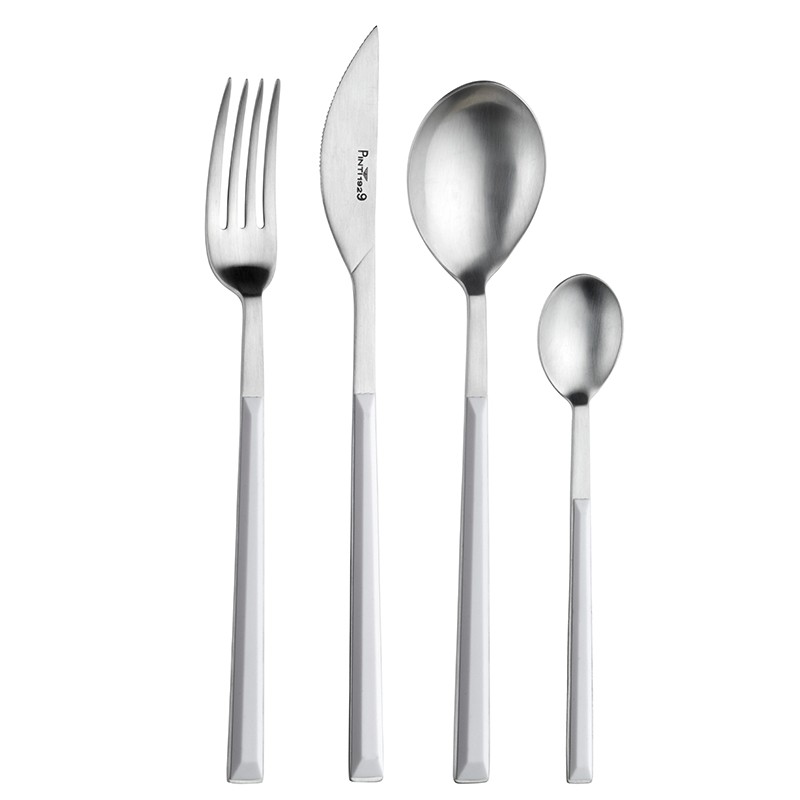 Pintinox Sushi Pro » Set 24 posate da tavola in acciaio satinato con manico bianco