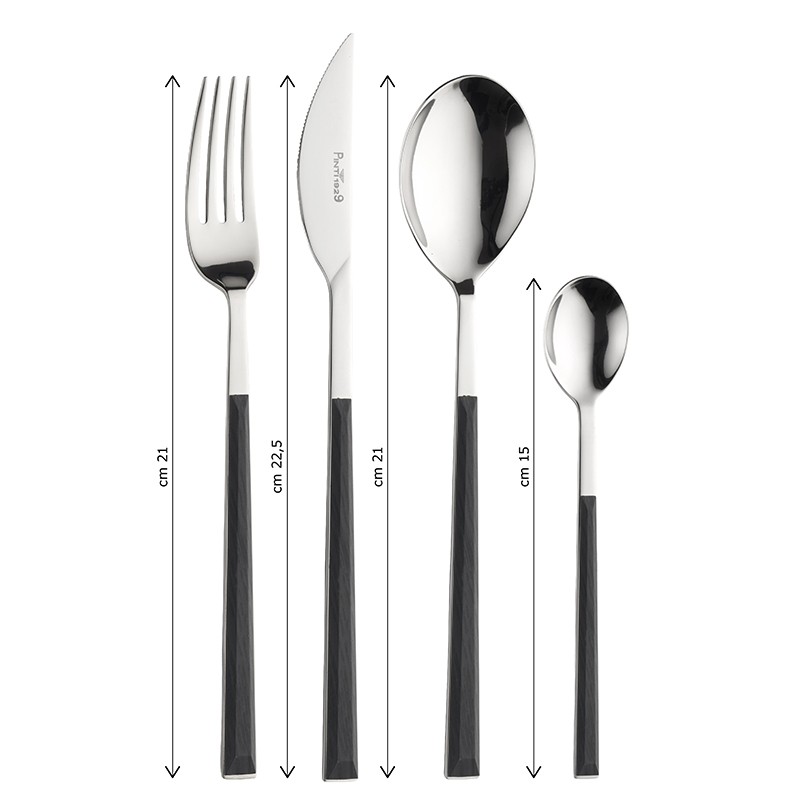 Pintinox Sushi Queen » Set 24 Posate Da Tavola In Acciaio Lucido Con Manico Ebano
