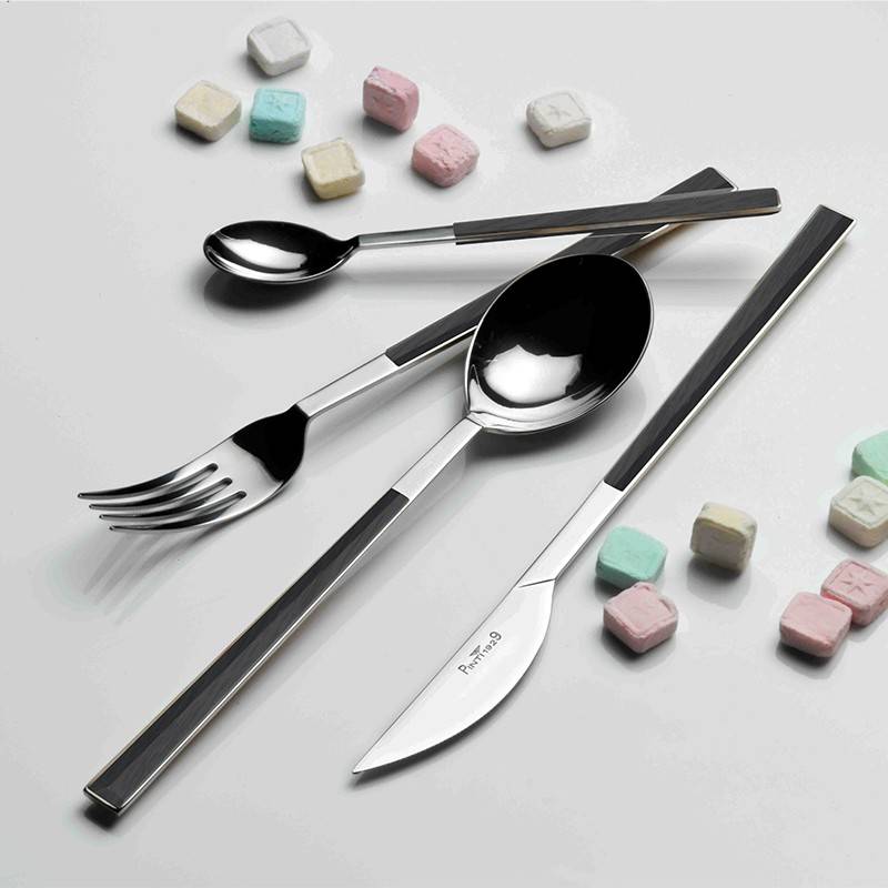 Pintinox Sushi Queen » Set 24 Posate Da Tavola In Acciaio Lucido Con Manico Ebano
