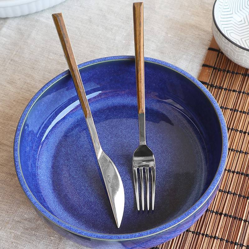 Pintinox Sushi Queen » Set 24 Posate Da Tavola In Acciaio Lucido Con Manico Teak