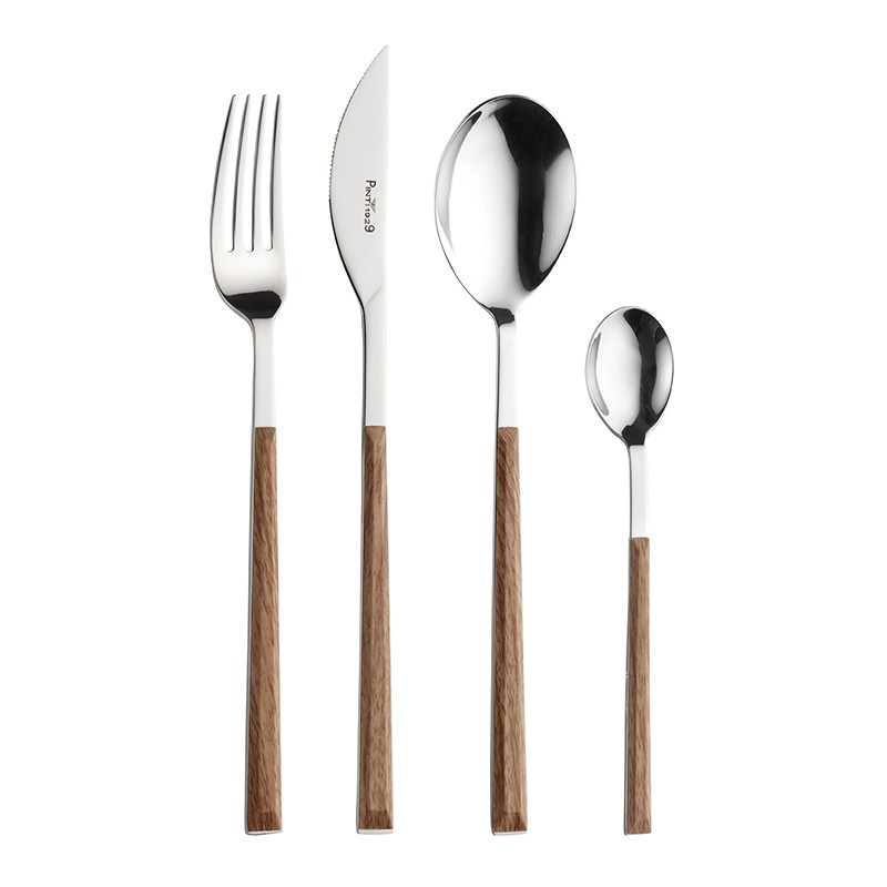 Pintinox Sushi Queen » set 24 posate da tavola in acciaio lucido con manico teak