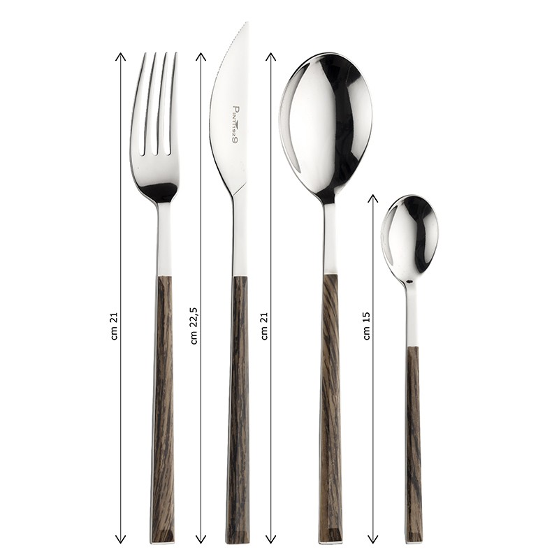Pintinox Sushi Queen » Set 24 Posate Da Tavola In Acciaio Lucido Con Manico Wenge