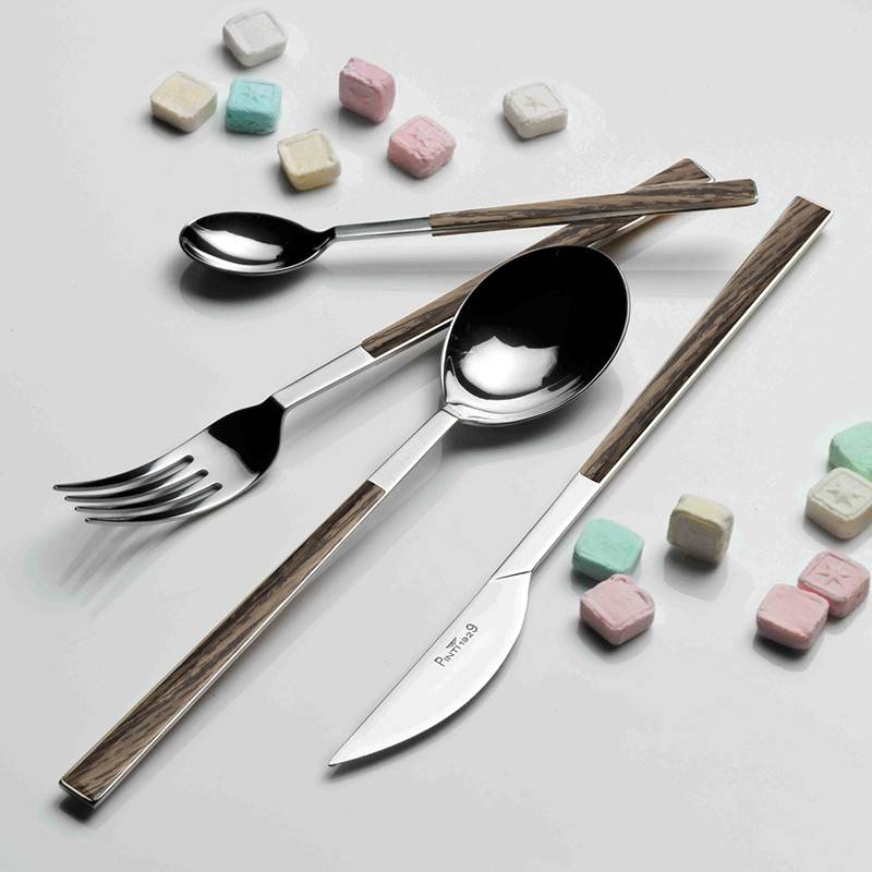 Pintinox Sushi Queen » Set 24 Posate Da Tavola In Acciaio Lucido Con Manico Wenge