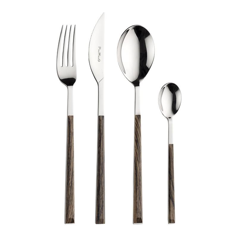 Pintinox Sushi Queen » set 24 posate da tavola in acciaio lucido con manico wenge