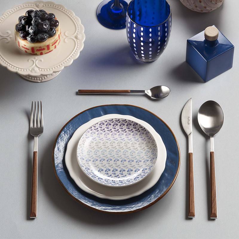 Pintinox Sushi Satin » Posate Da Tavola In Acciaio Satinato Con Manico Mogano