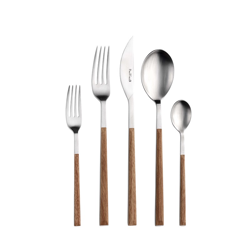 Pintinox Sushi Satin » Posate Da Tavola In Acciaio Satinato Con Manico Teak