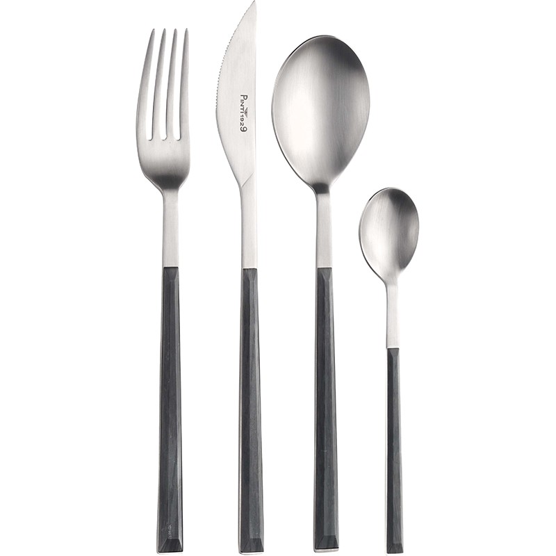 Pintinox Sushi Satin » Posate da tavola in acciaio satinato con manico ebano