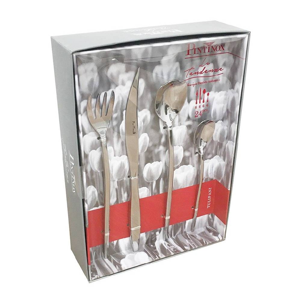 Pintinox Tulipani » Set 24 Pz Posate Da Tavola In Acciaio