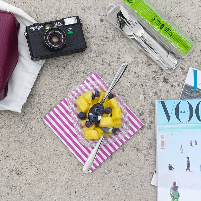 Pintinox USE&REUSE » Set Posate Da Viaggio 16 Pezzi In Acciaio Inox Con Custodia In Polipropilene