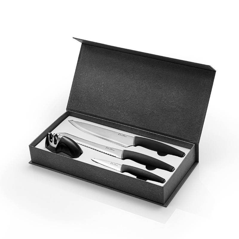 Pintinox Virtuoso Knife Set » Set Coltelli 4 Pezzi Coltello Pane Coltello Da Chef Spelucchino Affilacoltelli