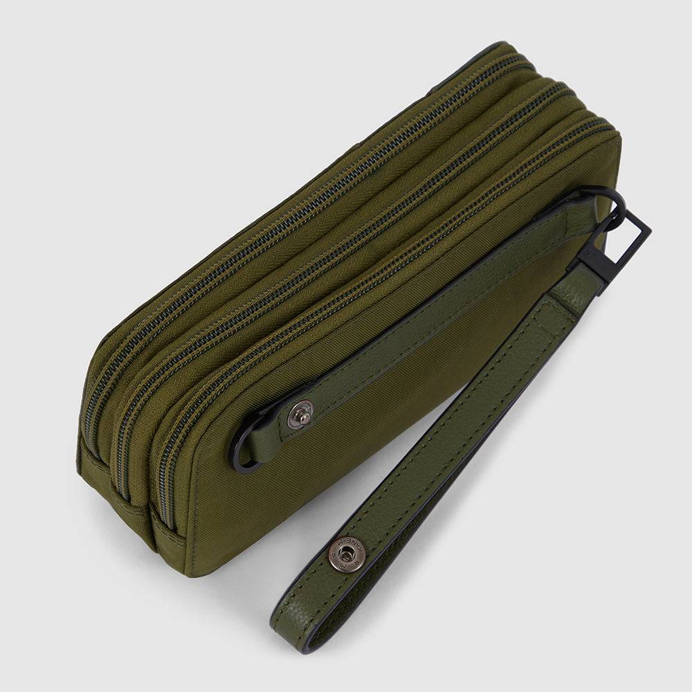 Piquadro Case In Recycled Fabric With Three Dividers