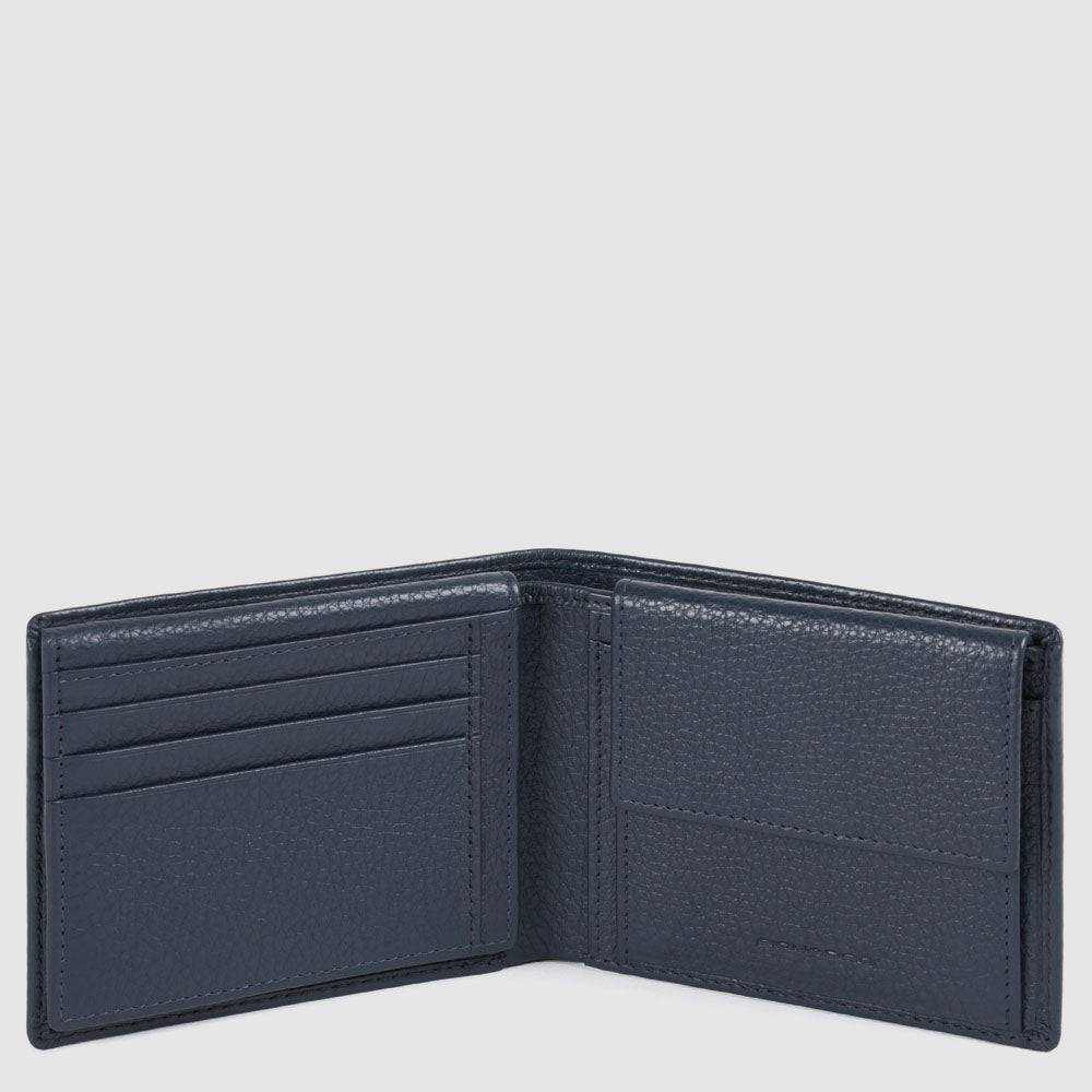 Piquadro Men’s Wallet With Flip Up ID Window, Coin Pocket