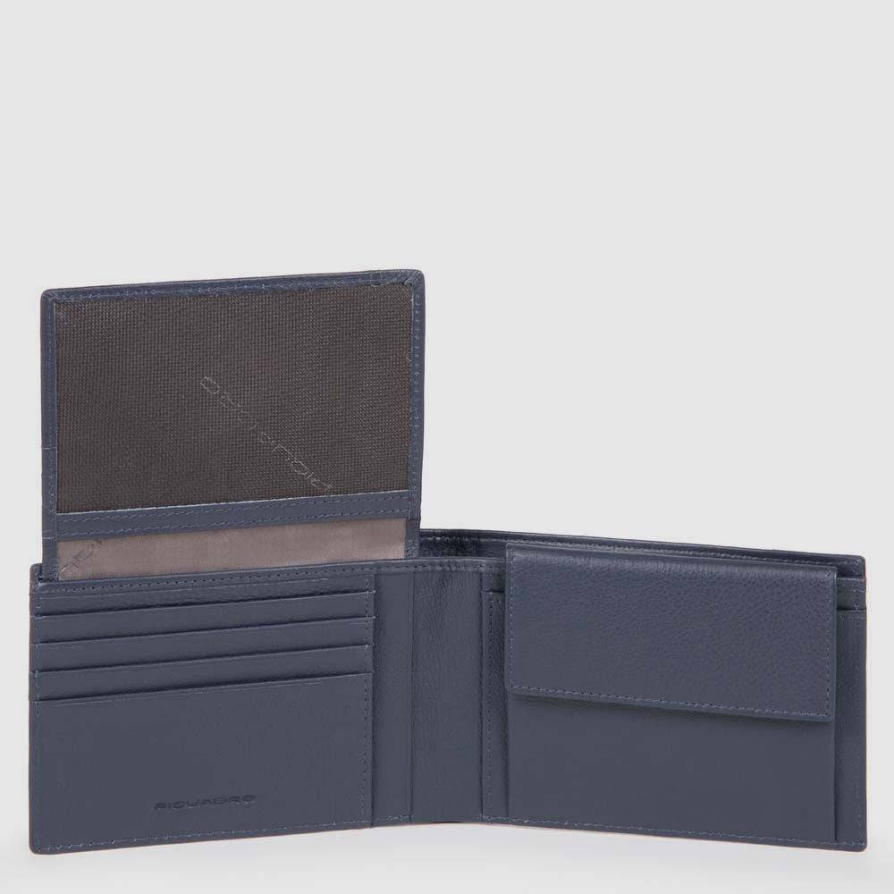Piquadro Men’s Wallet With Flip Up ID Window, Coin Pocket