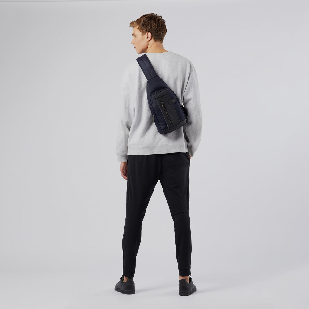 Piquadro Mono Sling In Recycled Fabric With LED Light