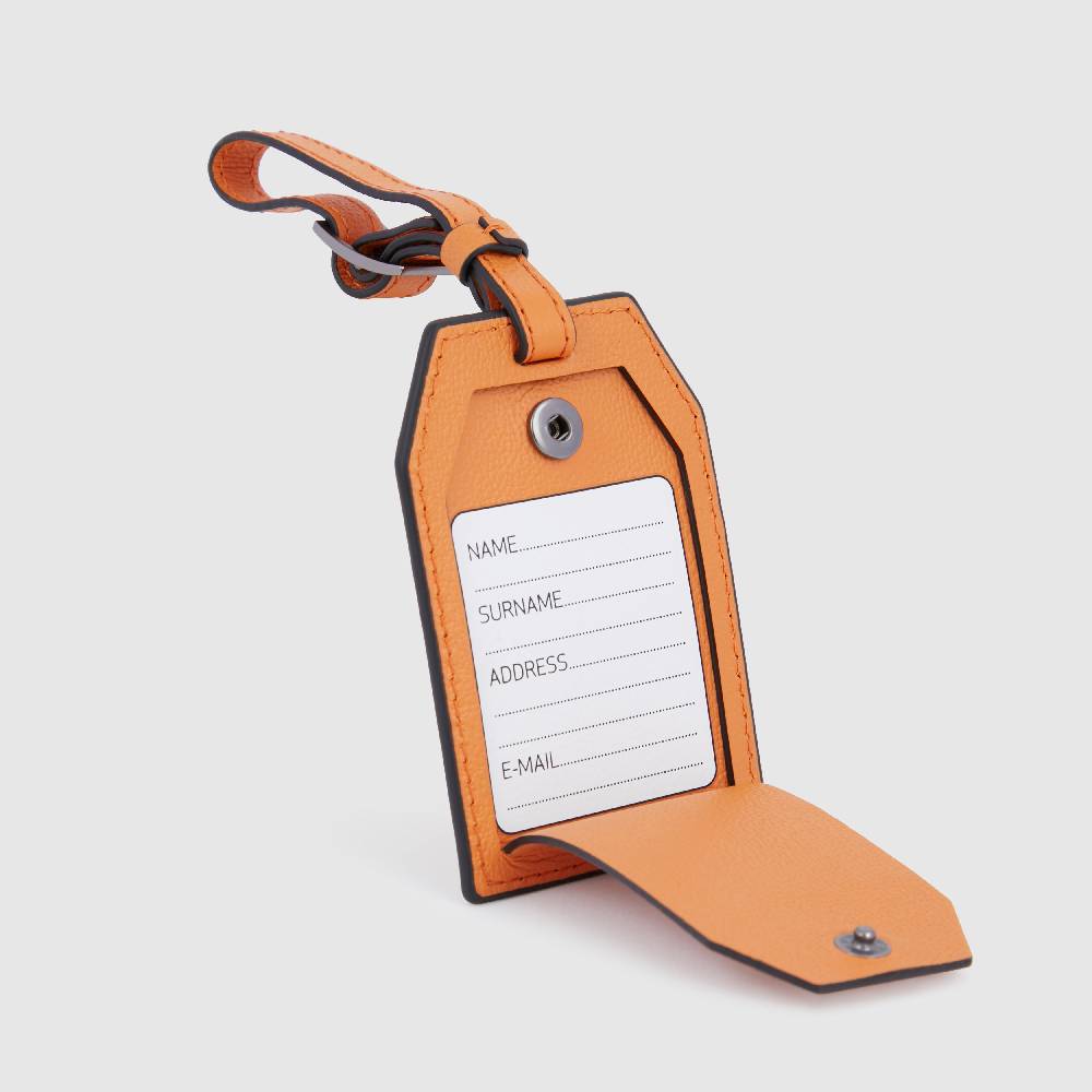 Piquadro Address Tag In Pelle Con Logo PQD Inciso