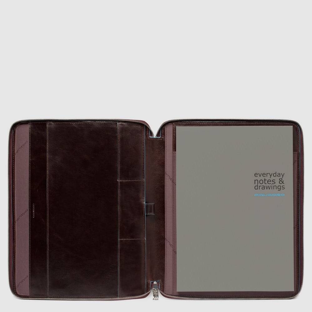 Piquadro Leather slim notepad holder, A4 format