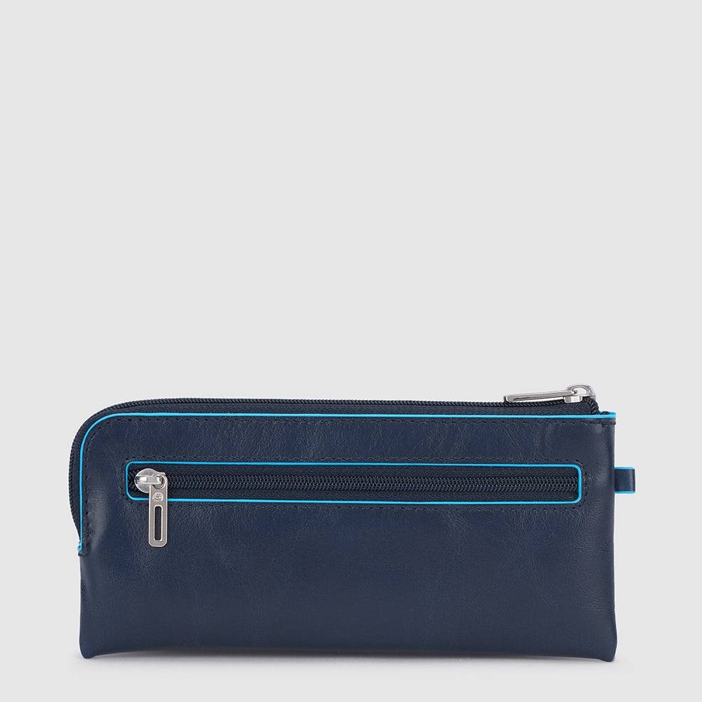 Piquadro Two-ring Key Case With Zipped Rear Pocket