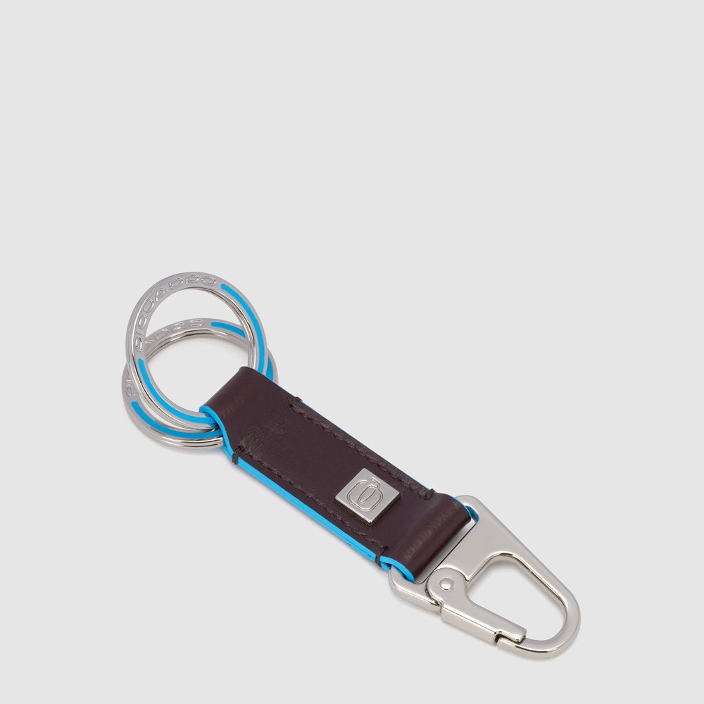 Piquadro Two-ring Keychain With Carabiner Hook