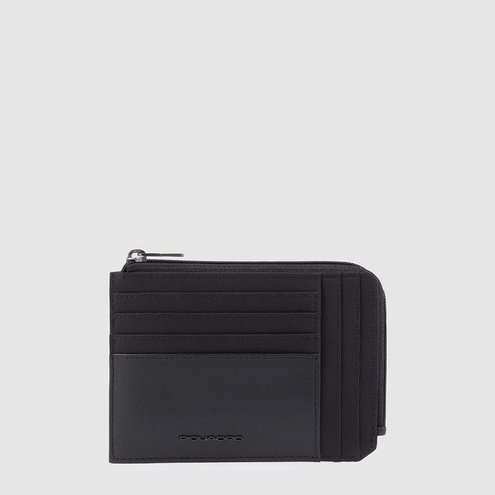 Piquadro Zipper coin pouch with credit card slots