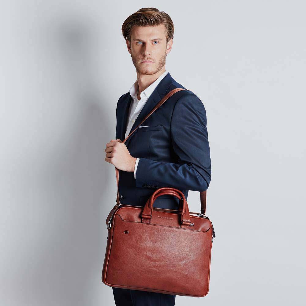 Piquadro Two-handle Briefcase With Two 10.5"/9.7" Laptop