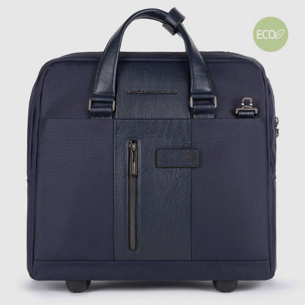 Piquadro Wheeled laptop briefcase 15,6" in recycled fabric