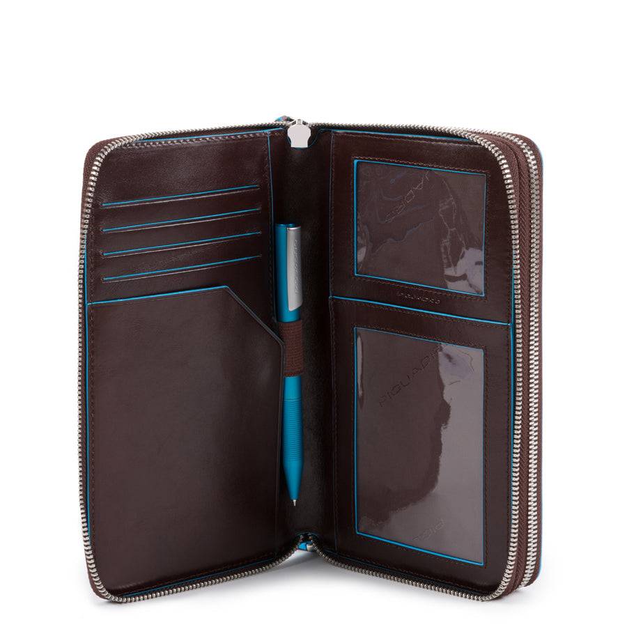 Piquadro Zip-around Document Organizer And Wallet With Coin