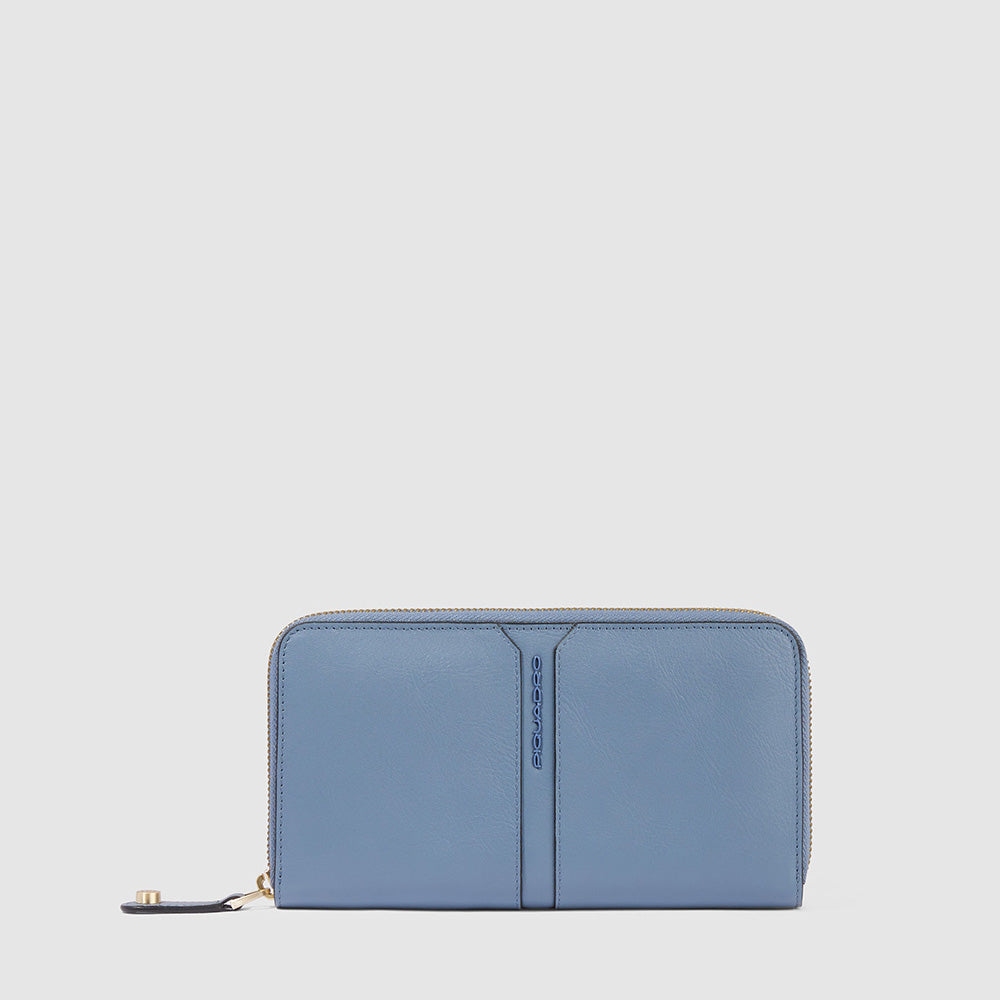 Piquadro Zip-around women’s wallet with four dividers