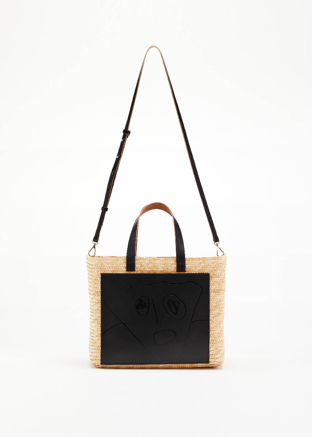 Plan C BORSA IN PAGLIA FIORENTINA "PILI E BIANCA" MEDIA