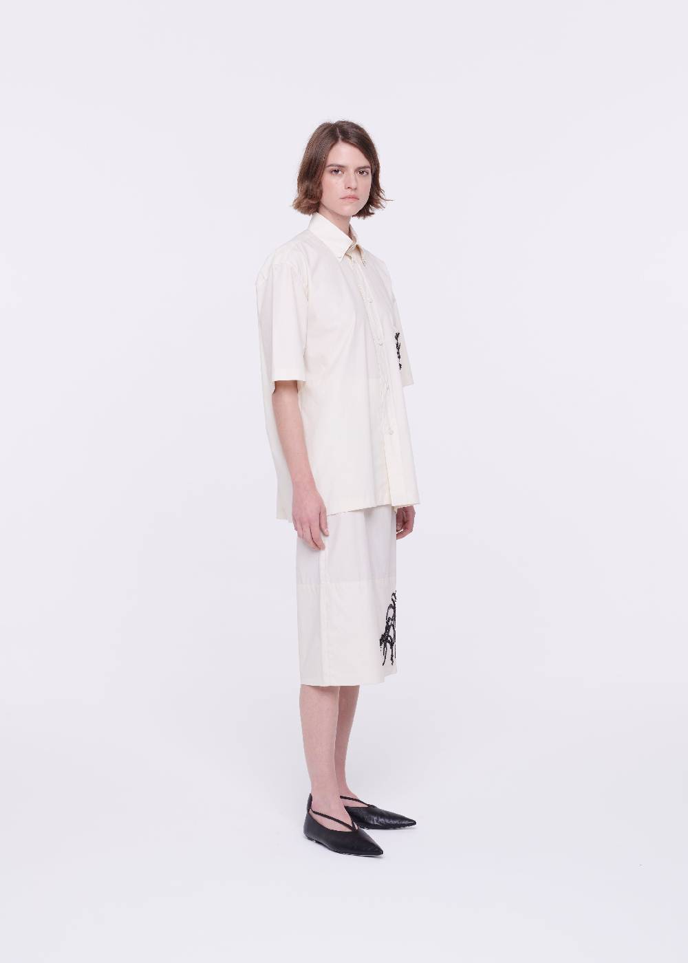 Plan C CAMICIA IN COTONE TECNICO CON RICAMO IN PAILLETTES