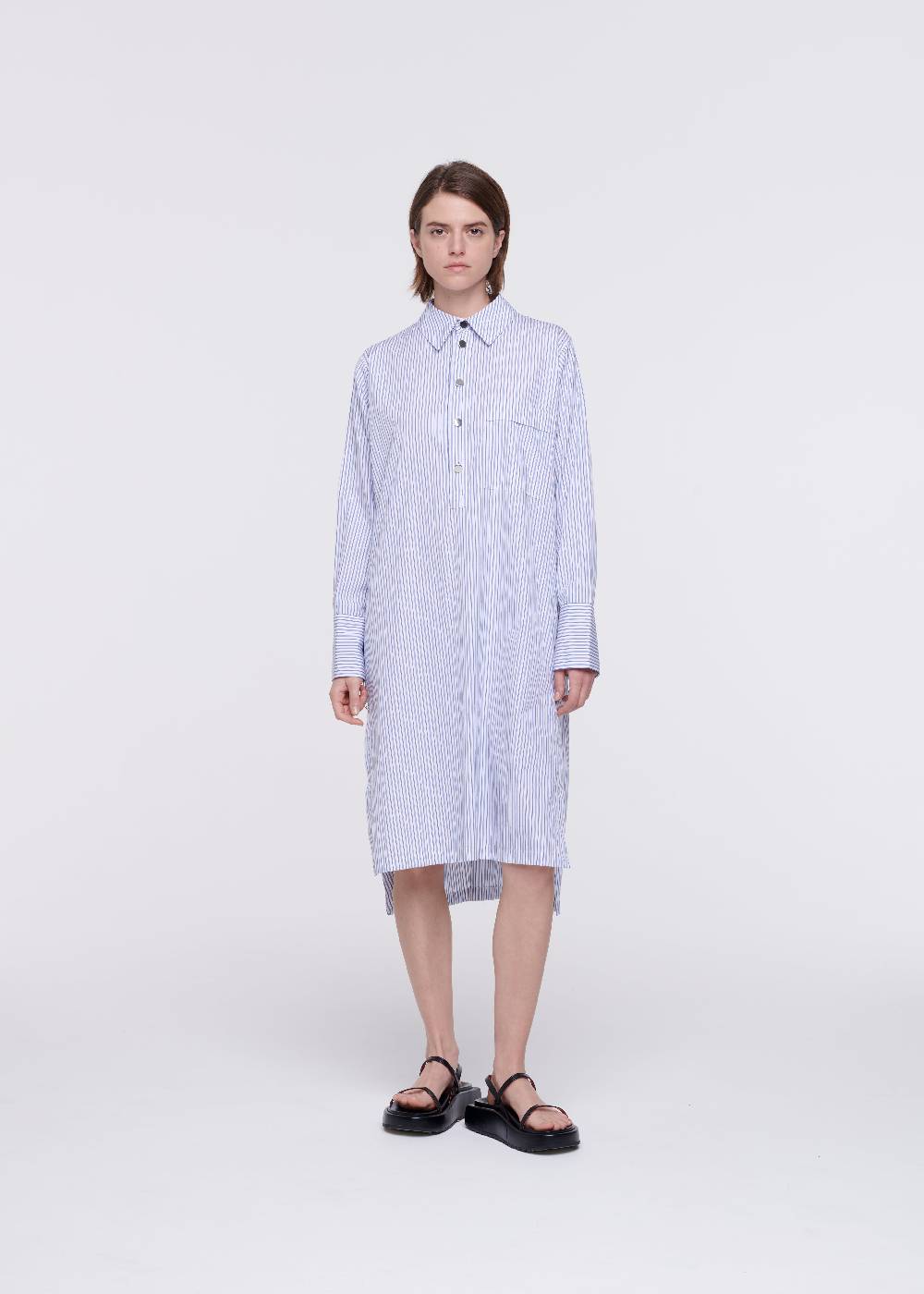 Plan C ABITO CAMICIA A RIGHE IN COTONE