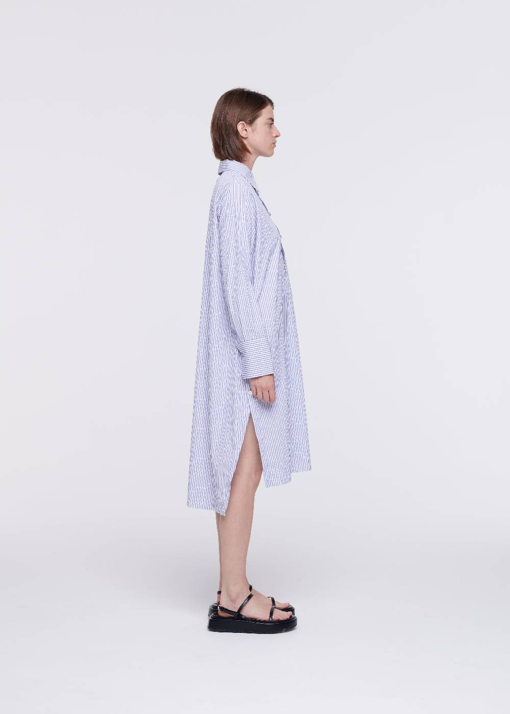 Plan C ABITO CAMICIA A RIGHE IN COTONE