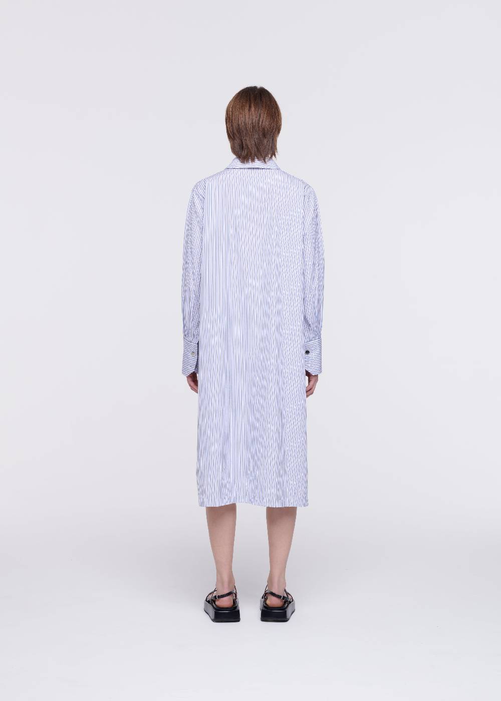 Plan C ABITO CAMICIA A RIGHE IN COTONE