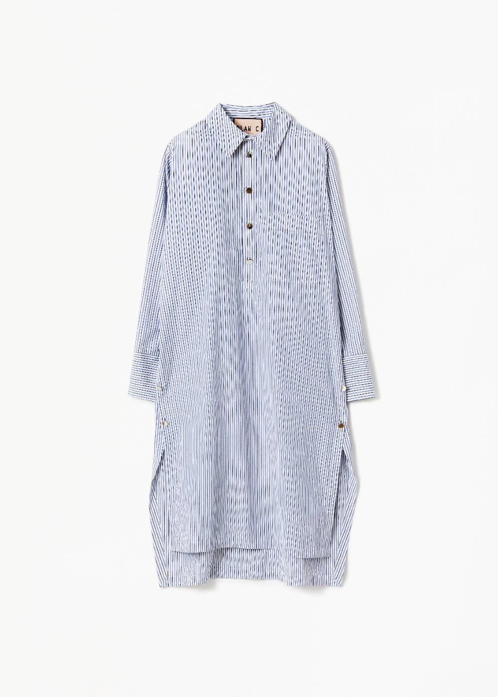 Plan C ABITO CAMICIA A RIGHE IN COTONE