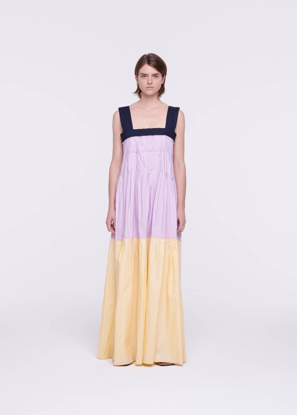 Plan C ABITO LUNGO IN COTONE COLOR BLOCK