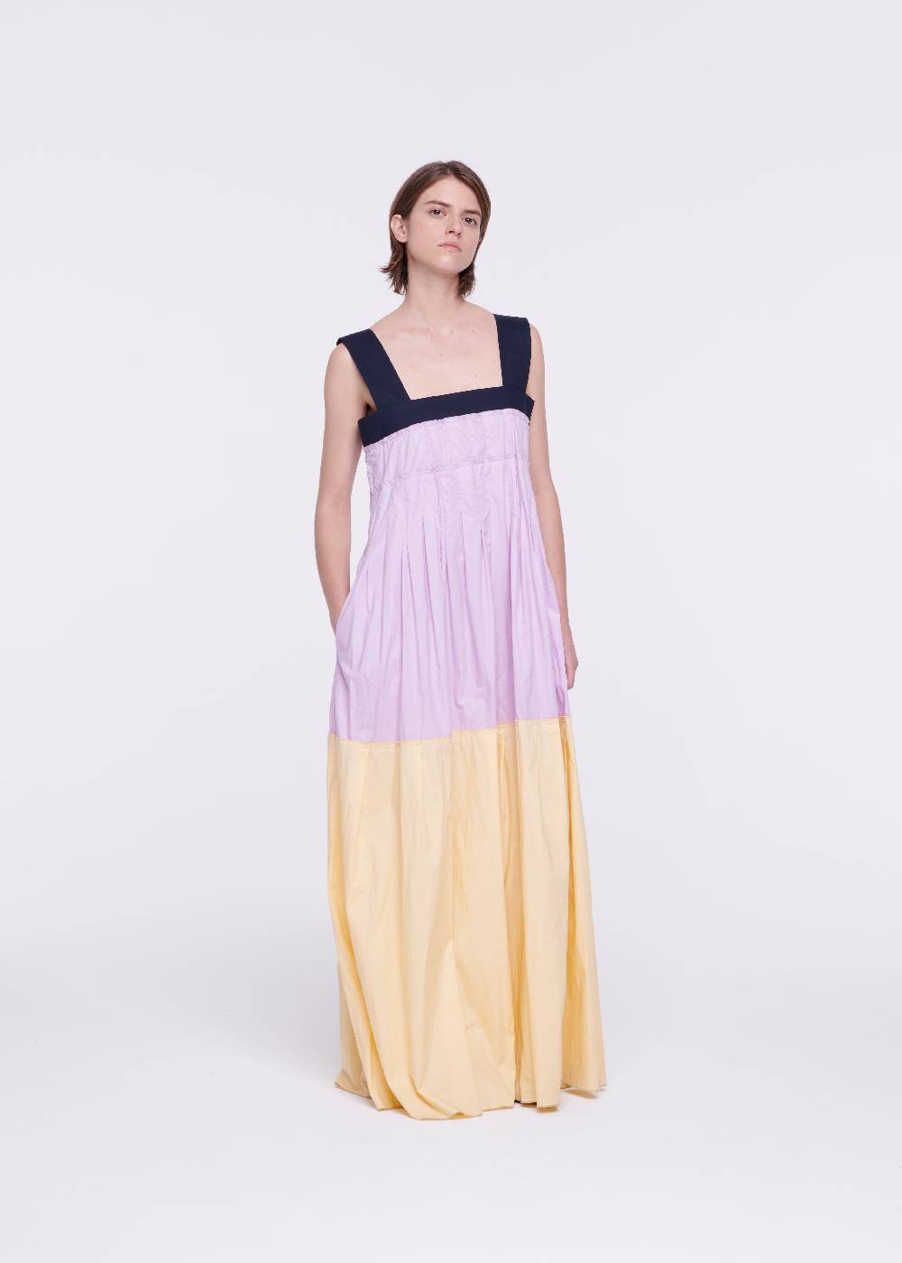 Plan C ABITO LUNGO IN COTONE COLOR BLOCK